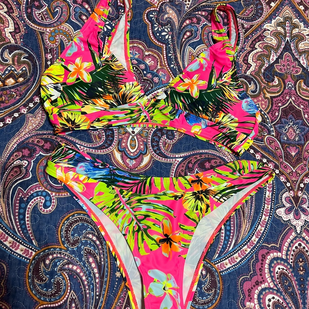 SHEIN Pink floral two piece